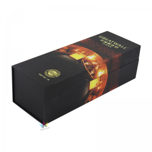 Wine Gift Boxes 12.8x3.7x3.7 In, Bottle Gift Boxes for Liquor, Wine and Champagne, Magnetic Closure Collapsible Gift Boxes,Glossy Black