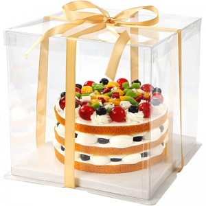 Clear Favor Boxes 10 x 10 x 10 Inches With Ribbons, Plastic Gift Boxes Transparent Boxes for Wedding Party Birthday Cak