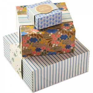 Hallmark Gift Boxes with Wrap Bands, Assorted Sizes (3-Pack: Cute Flowers and Stripes) for Birthdays, Bridal Showers, Mother\\\'s Day, Best Friends