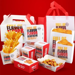 Custom Food Kraft Paper Lunch Box Fried Chicken Burger Packaging Box French Fries Box Pizza Octopus Balls Packaging Box