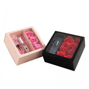 Pull-out Transparent Flower Box Portable Folding Gift Rose Gift Box Gift Packaging Black Powder Supplies Carton